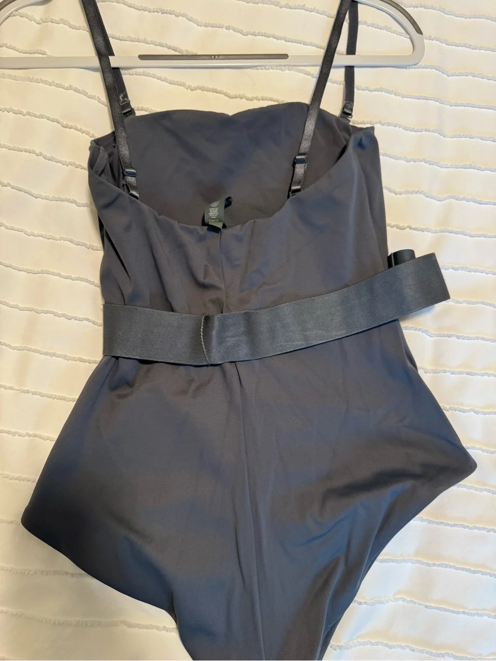 SKIMS Strapless Belted One-Piece Swimsuit in Charcoal